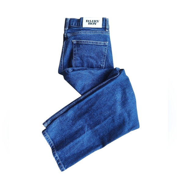 Dairy Boy Denim - Dairy Boy Jeans Womens 26 Dark Wash Relaxed Straight Leg Denim 30x29